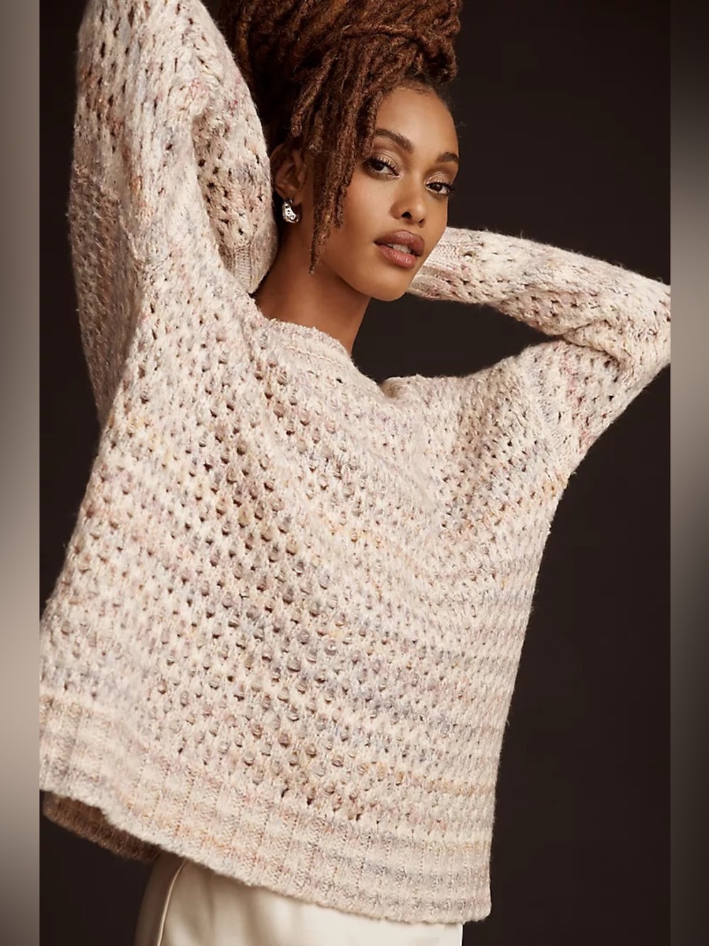By Anthropologie Oversized Mesh Stitch Sweater